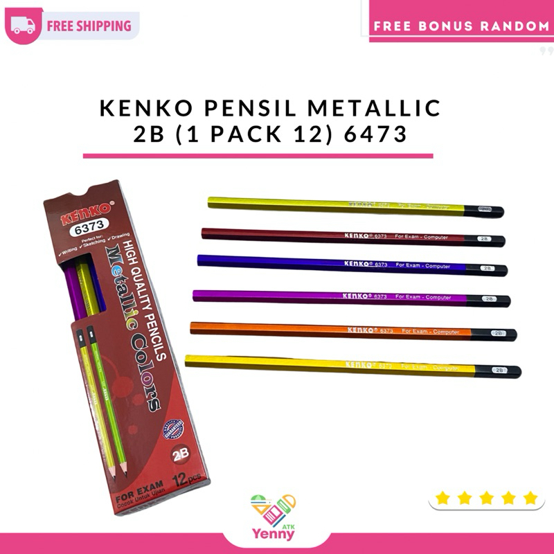 

Kenko Pensil Metallic 2B 1 Pack 12 (6373) | Pensil Ujian 2B