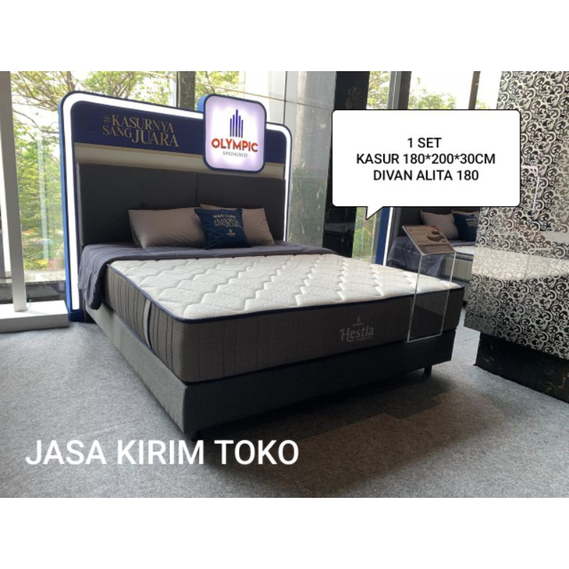 OLYMPIC SPRINGBED POCKET HESTIA 1 SET DENGAN DIVAN ALITA UKURAN 180 X 200 X 28 CM