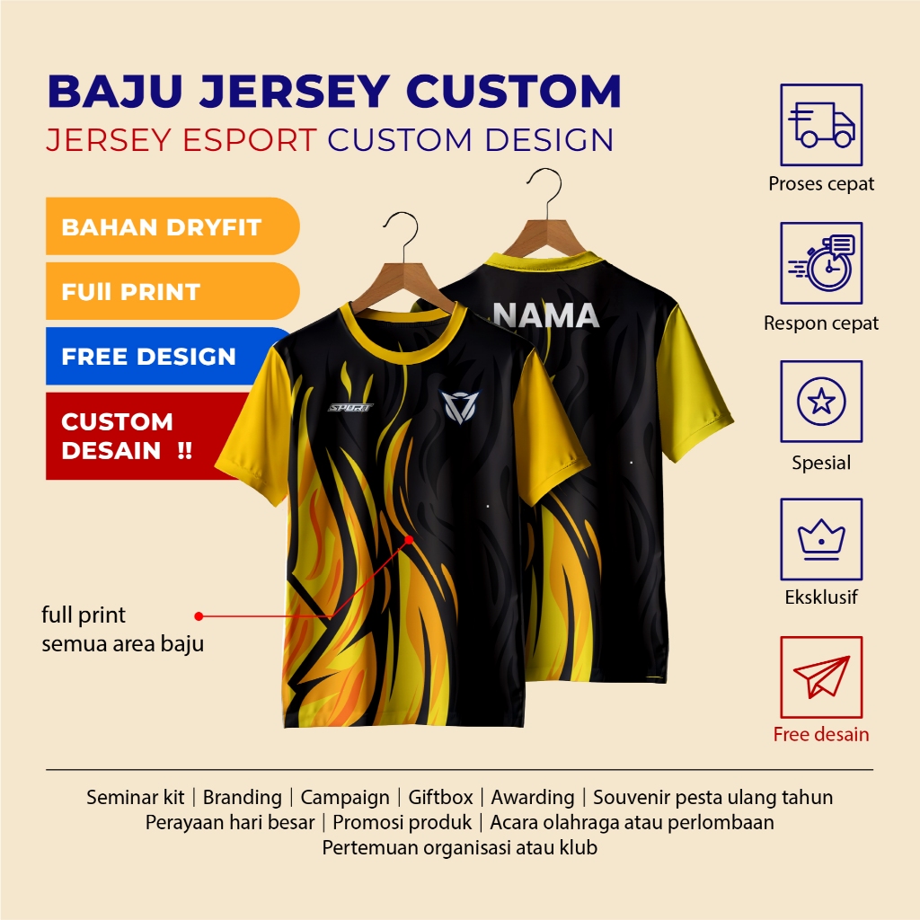 Jersey gaming esport custom full print / kaos custom / custom desain / full print custom