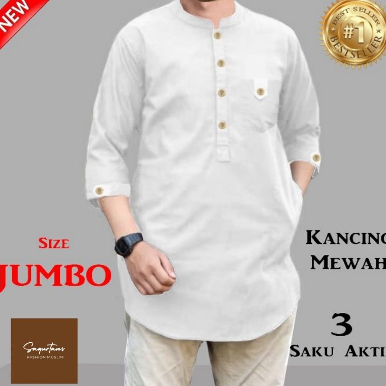 Terlaris Baju Koko Qurta Muslim Trikhan JUMBO Pria Kancing Mewah