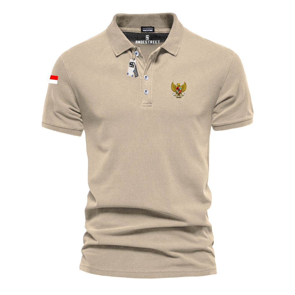 COD T-shrit POLO kerah Polo Garuda+bendera Kaos Kerah Dewasa Shirt / Kaos Wangki Pria Polo / Kaos Se