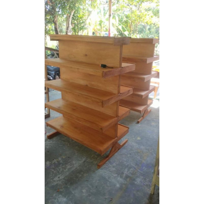 rak susun/rak warung/rak sembako/rak toko/rak kayu/rak susun 2 muka murah