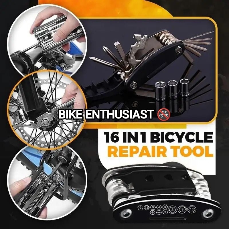 LS-16 Toolkit Sepeda Repair Tools Sepeda Multi Fungsi 16 in 1 Kunci L Hex Set Rachet Set EDC Repair 