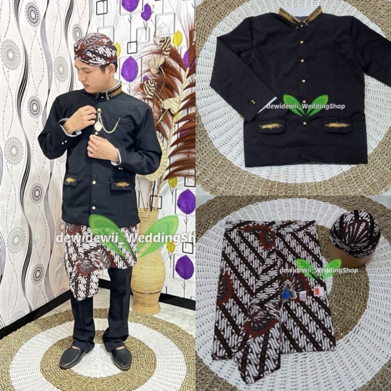 KODE F29I 1set Pakaian Adat Sunda  Beskap  Sapit Urang  Blangkon  Sunda Bordir  Lereng Garuda