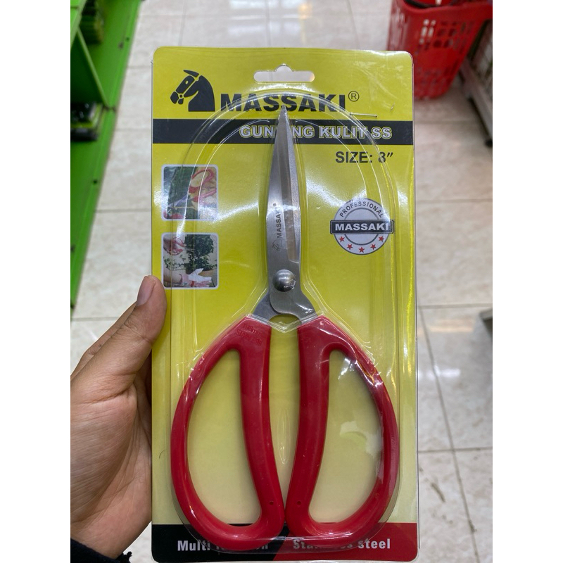 

GUNTING KULIT SS UKURAN 8" MEREK MASSAKI STAINLESS STEEL/ GUNTING MULTIFUNGSI