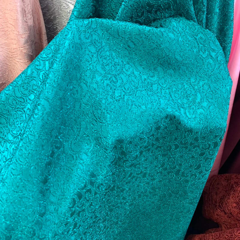 kain jacqguard silk emboss - kain jacqguard silk - kain jacqguard premium - WARNA HIJAU TOSCA
