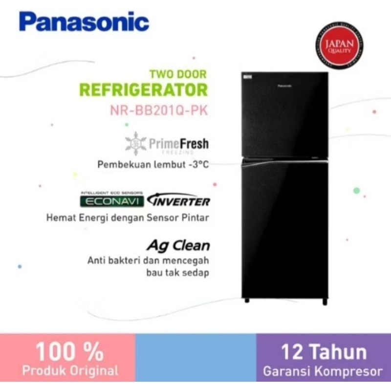 Kulkas 2 Pintu Panasonic 196 Liter NR-BB201Q PK