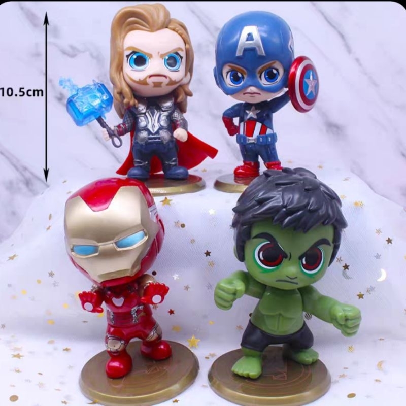 

TOPPER FIGURA CAPTAIN AMERICA MARVEL HULK IRON MAN THOR HIASAN KUE PREMIUM