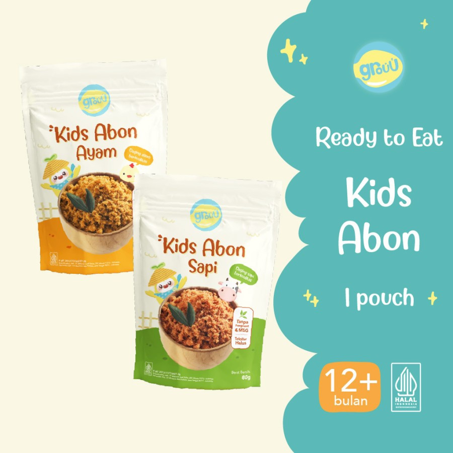 

Grouu - Abon Ayam & Sapi (cocok untuk 12+ Bulan) - Snack Anak, No MSG - Ayam