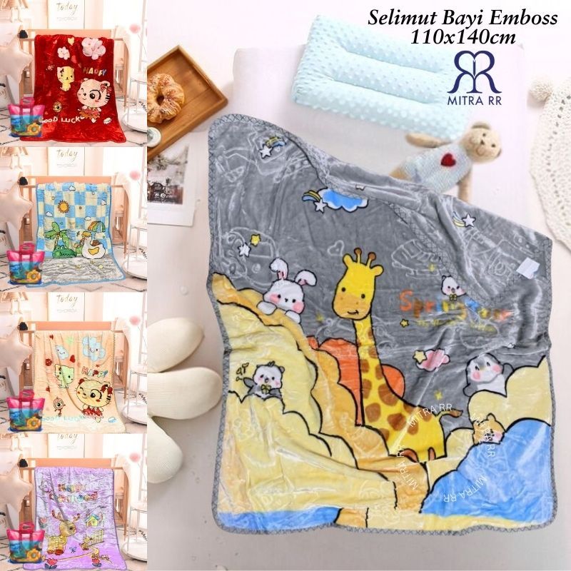 Selimut Bayi SRH Motif Embos Lucu | Selimut Polyester Halus Lembut 110 x 140cm Free Tas