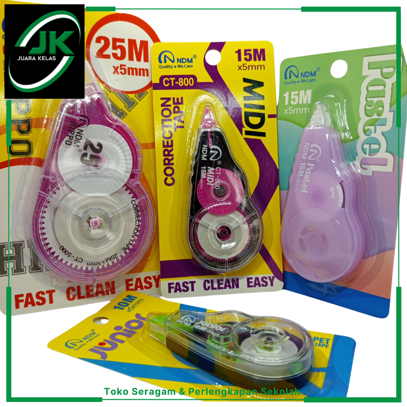

[JK] NDM Correction Tape Fast Clean Easy Per-PCS - Hippo 25m/Midi 15m/Pastel 15m/Junior 10m