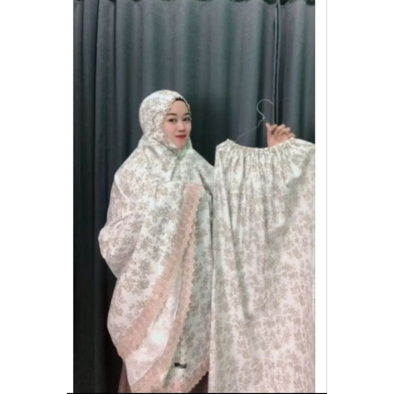 Mukena potongan berlengan katun foil Mukena setelan katun voil Mukena potongan atas bawah