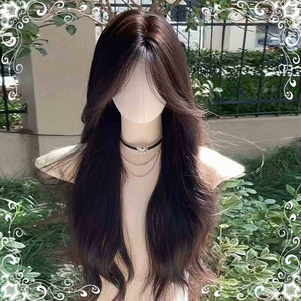 Wig rambut panjang curly rambut rambut palsu wanita panjang wig korean style wig tanpa poni wig wani