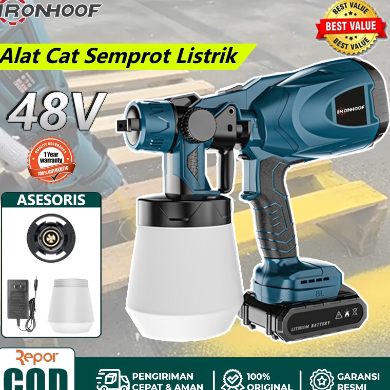 Paling Diminati IRONHOOF 8ML Electric Spray Gun Baterai 85W spray gan Kompresor Listrik Alat Semprot