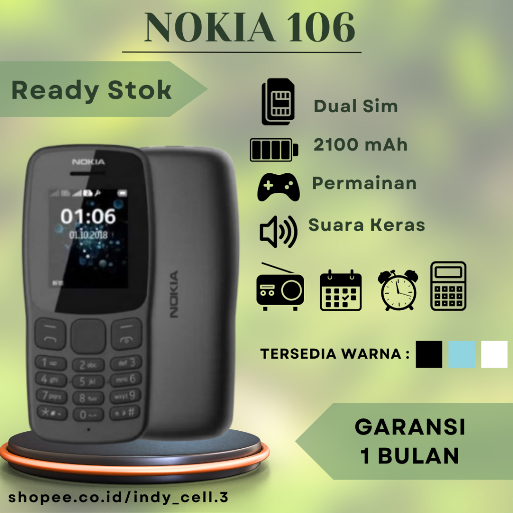 (PROMO COD) Hp Jadul Original 100% baru Nokia 106 second New Garansi resmi 1 Bulan