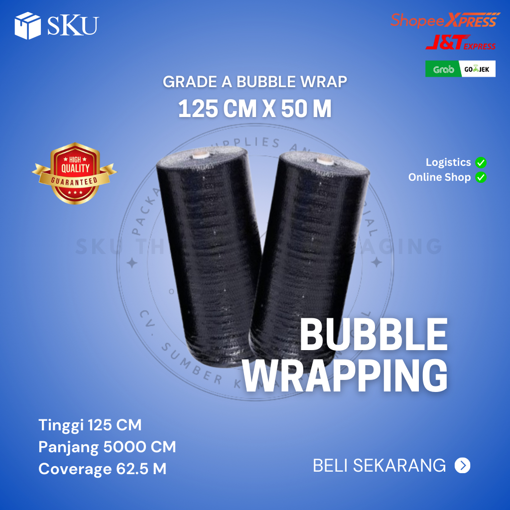 

Bubble Wrap Hitam 125CM x 50M GRADE A SKU BUBBLE TEBAL ANTI GUNCANG ANTI PECAH