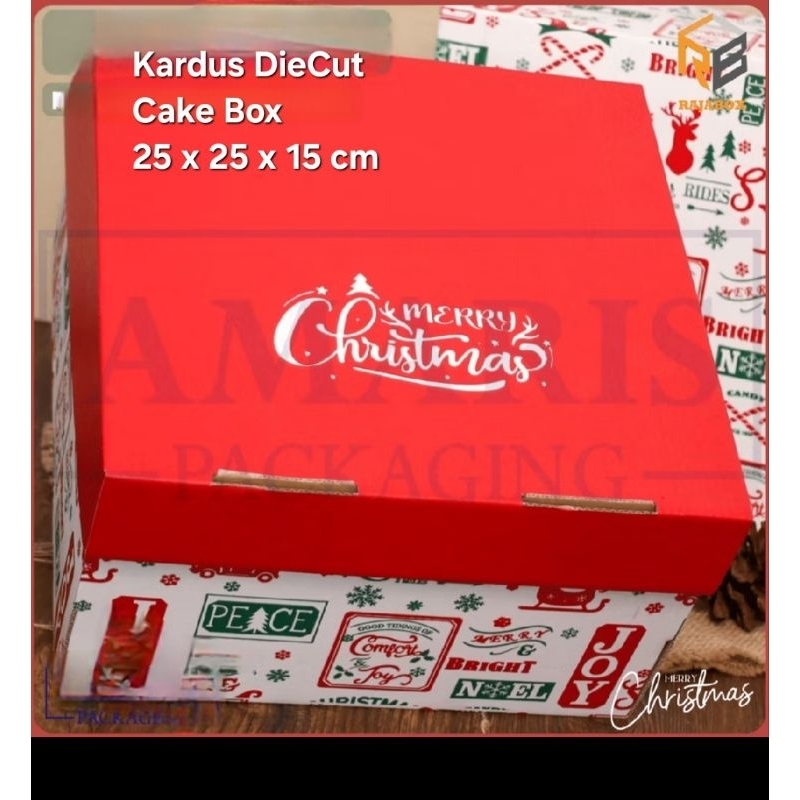

Kardus Diecut Gift Box Cake box Natal 25x25x15cm