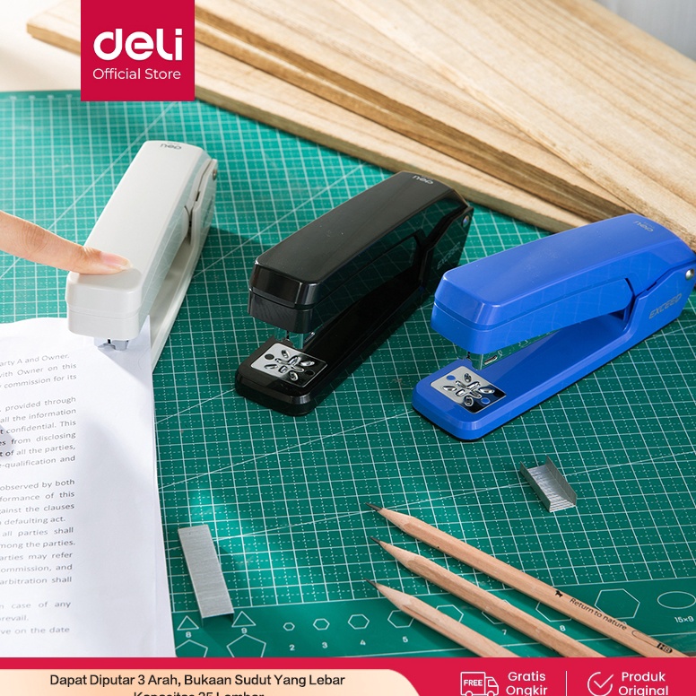 

KODE J3R Deli Stapler dapat Diputar 3 Arah 25 Lembar 246 dan 266 Setengah Strip Stapler E434