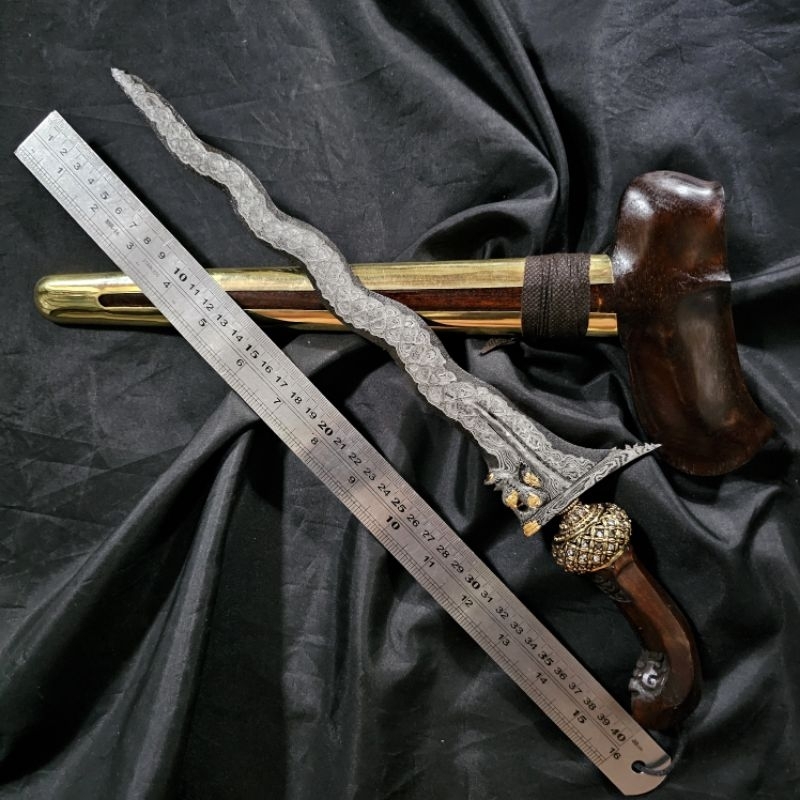 Keris Patrem Singo Luk 9 Kinatah EMAS pamor Jala Sutra