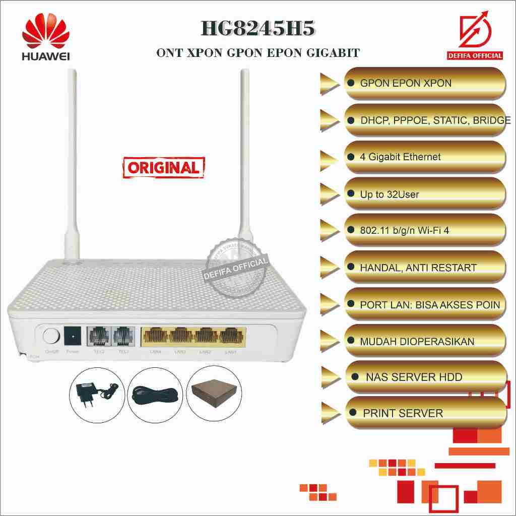 Modem Fiber Optik ONT Huawei HG8245H5 Wireless Wifi Router Gigabit GPON EPON XPON ONU
