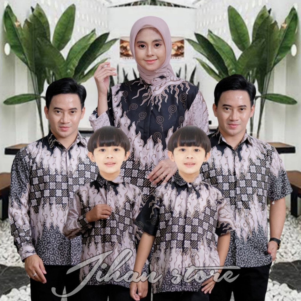 Batik couple keluarga Ayah ibu tunik dan Batik Anak Laki laki  Kemeja Batik Pria dan Batik tunik