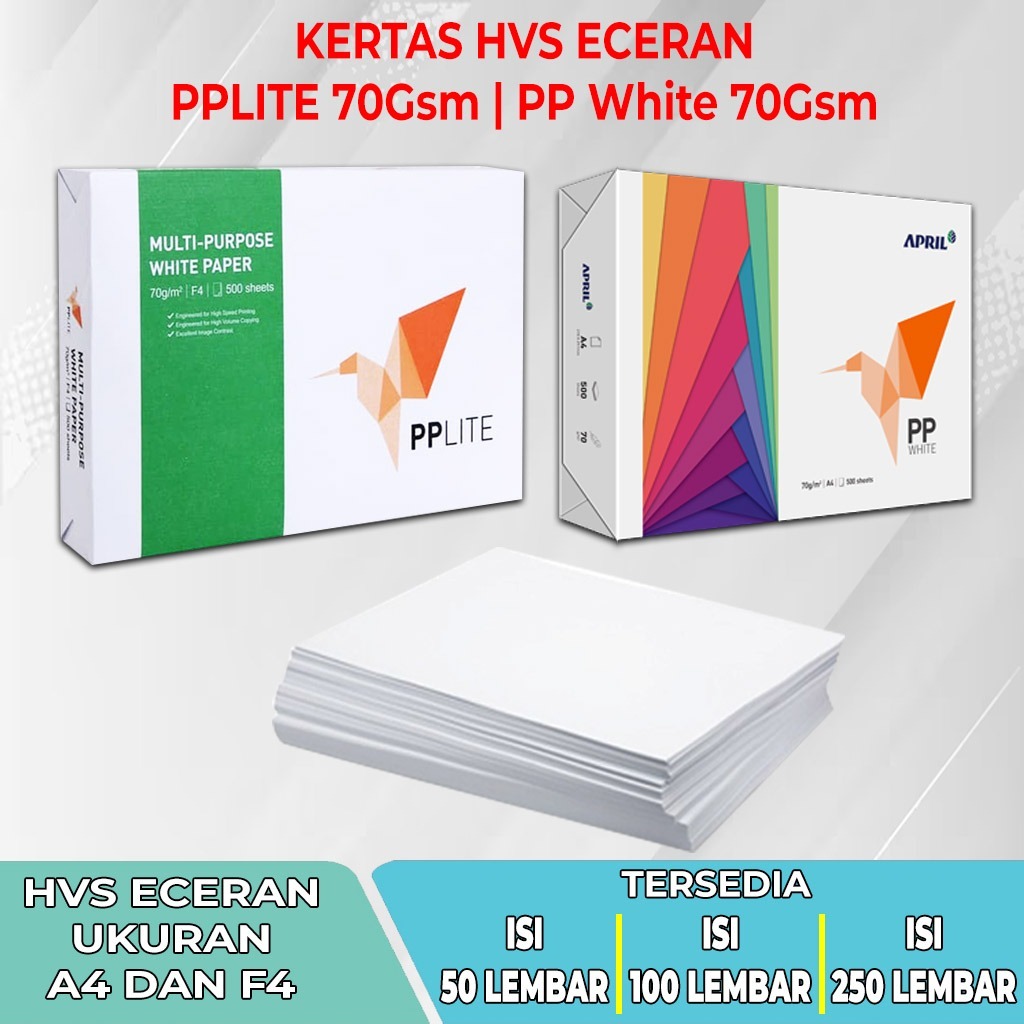 

[BISA INSTANT & COD] PPLITE / PP WHITE HVS ECERAN Uk. A4 / F4 Tersedia 50 / 100 / 250 Lembar