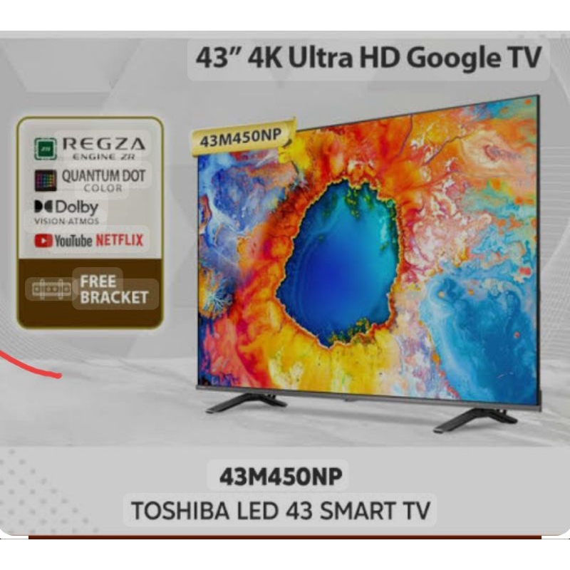 TV TOSHIBA 43 INCH 43M450NP SMART TV LED TV GOOGLE TV 43"GARANSI RESMI