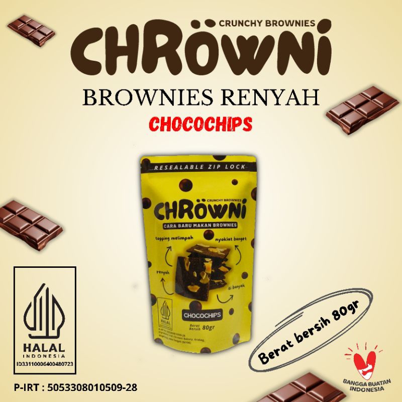 

Chrowni Chocochips 80gr Brownies Renyah/Keripik Brownies