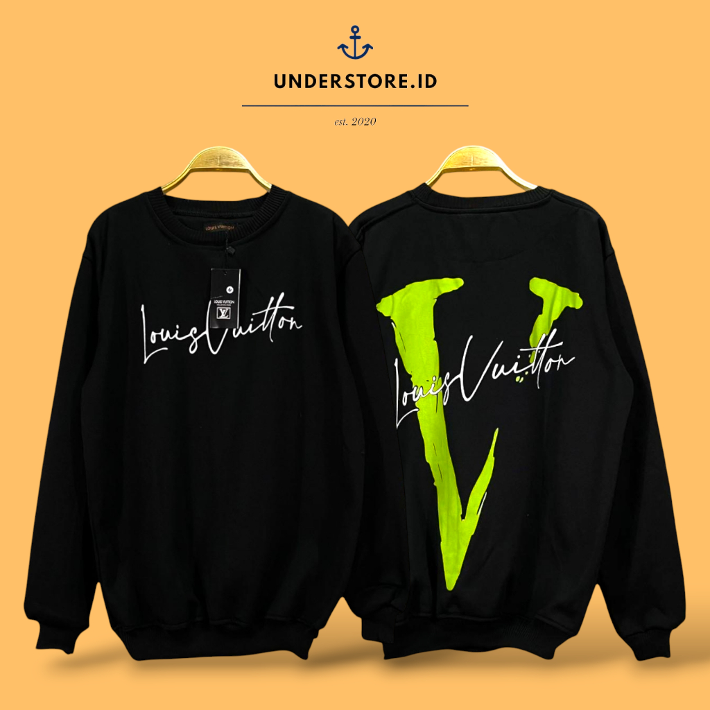 LOUIS VUITTON X VLONE Crewneck - Sweater Lime Green Logo Script Black Fulltag