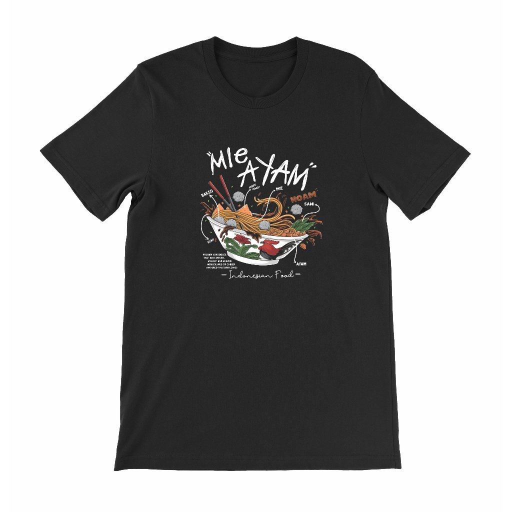 Kaos MIE AYAM | Tshirt Indonesia Food - Kuliner Nusantra - Atasan Pria / Wanita - Dewasa