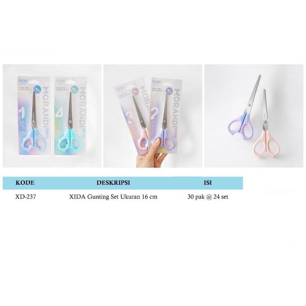 

Gunting Kertas Gagang Karet XIDA XD-327 Gagang Karet ( 16 cm ) Medium Scissors Soft Color Pastel Stainless