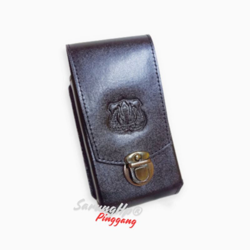 Sarung Hp Pinggang SATPAM Kulit Asli Hitam