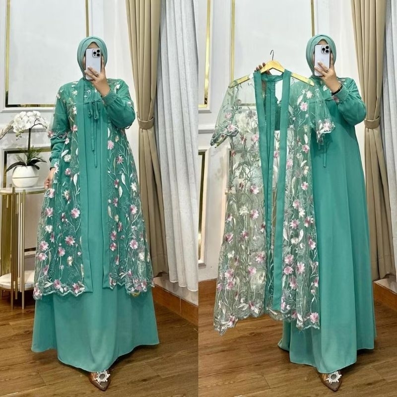 BAJU DRESS GAMIS BUSUI BRUKAT BROKAT PESTA KONDANGAN ARISAN NIKAHAN LEBARAN WANITA MUSLIM ELSIA M L 