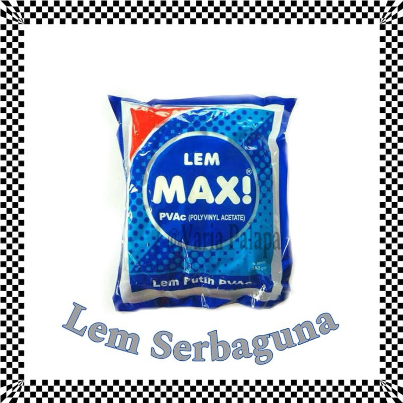 

LEM KAYU KERTAS KARTON LEM SERBAGUNA MAX PEREKAT DEMPUL PLAMIR PVac SLIME KEMASAN 350gr