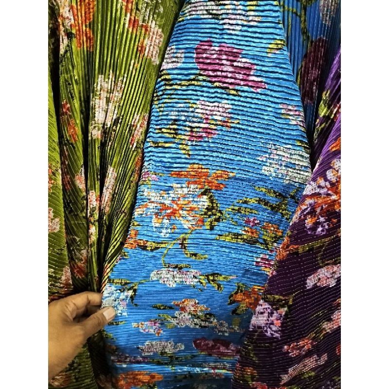 Bahan/Kain Plisket premium/plisket motif bunga