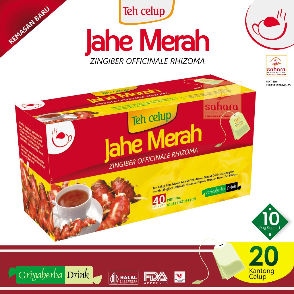 

Teh Jahe Merah super Griya Herbal isi 20 Kantong Celup