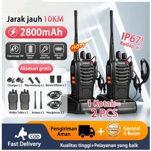 HT Handy Talky  MERODITH-888S Radio Komunikasi Uhf Walky Talky 2 units Walkie talkie