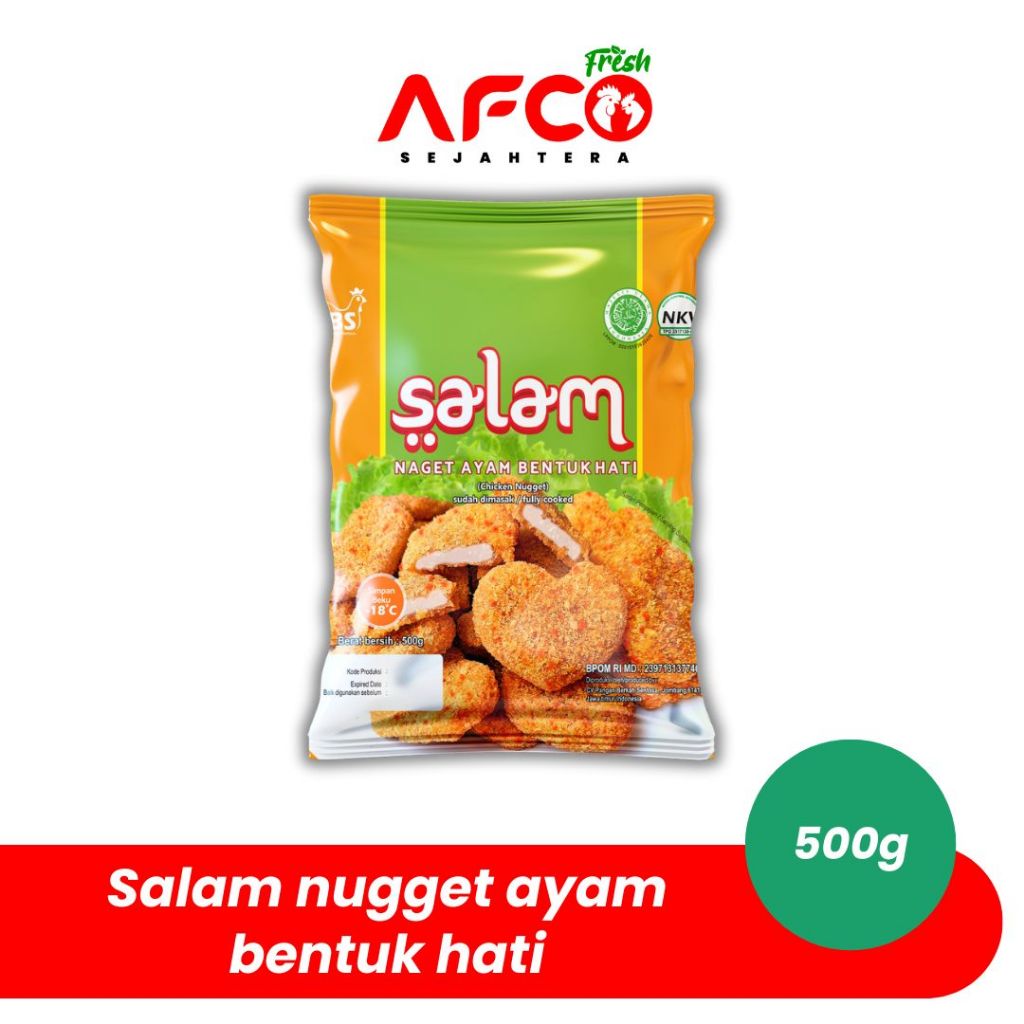 

Afco Fresh Salam Nugget ayam bentuk hati 500g