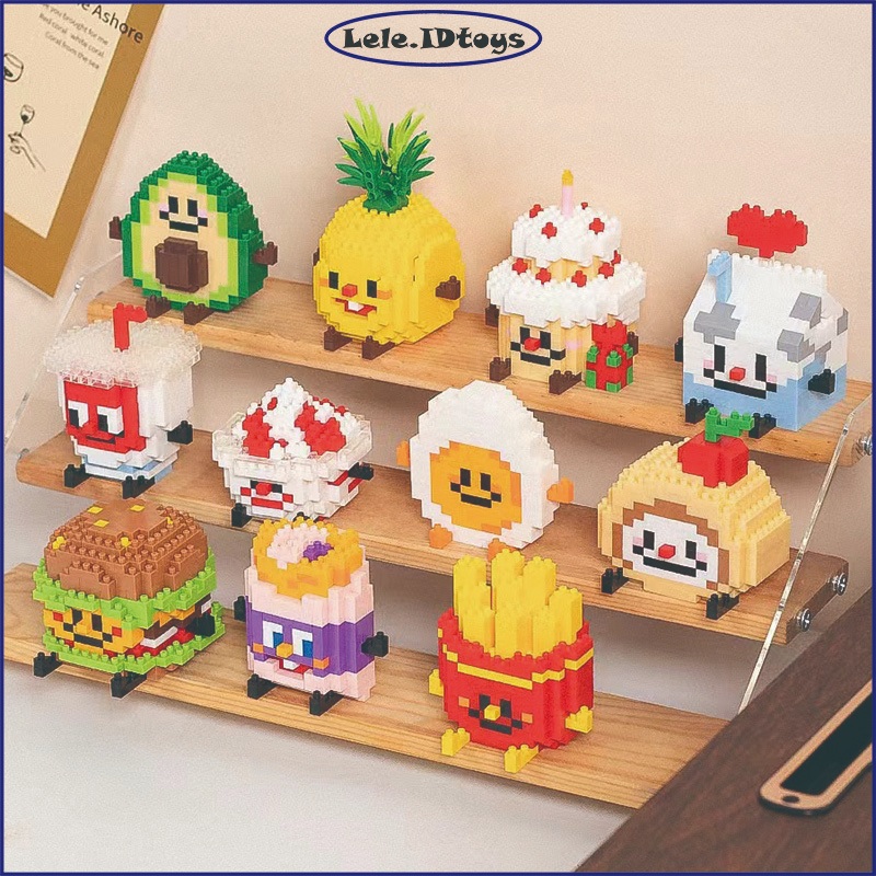 LELE Blok Bangunan Blok Pesta Makanan Blok Puzzle Mini Blok Nano Blok Karakter Kartun