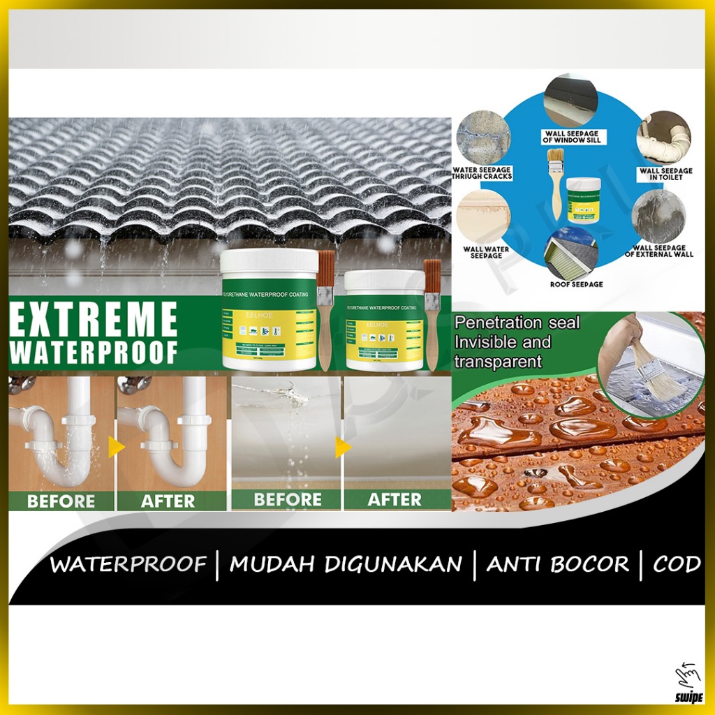 Lem Anti Bocor Rembes Waterproof Coating 0,5kg 1kg Transparan Pelapis beton Dinding Water Proof