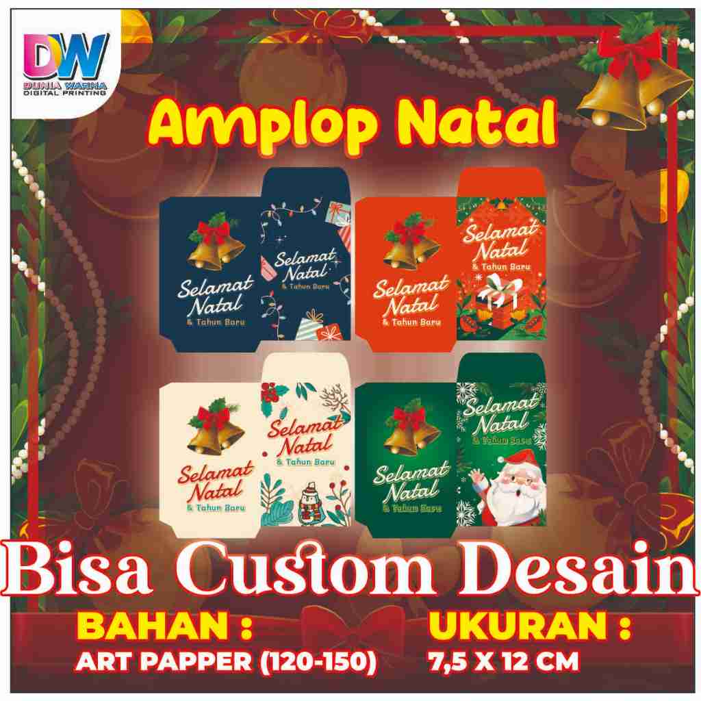 Amplop Natal/ Cetak Amplop Natal/ Amplop Natal Custom/ Free Desain/Aplop Selamat Natal