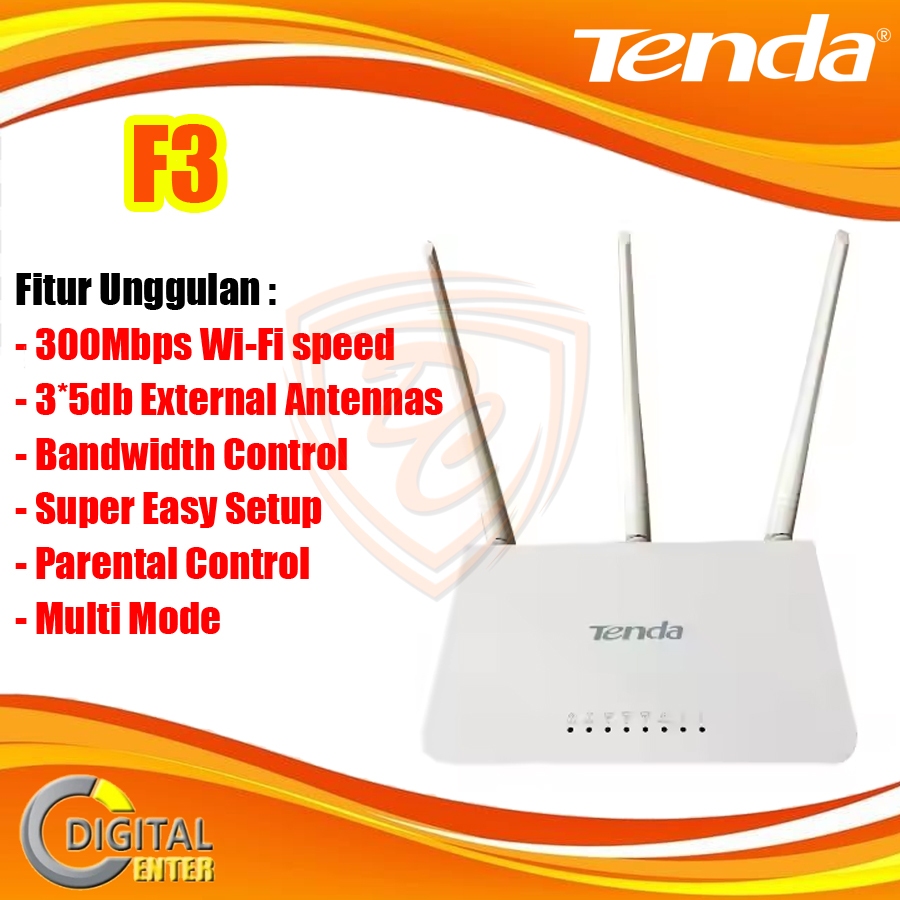 Tenda F3 300Mbps wireless router 3* 5dBi external antennas
