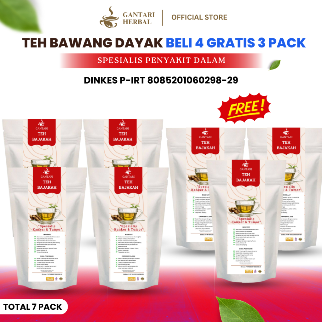 

Gantari Teh Bawang Dayak / Mengatasi Hipertensi Diabetes & Kolesterol @20 Kantong Teh / Paket 7 Pack