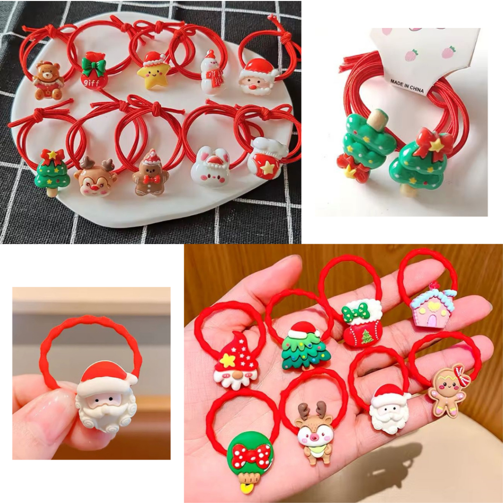 Ikat rambut anak natal christmas hair tie 2pcs