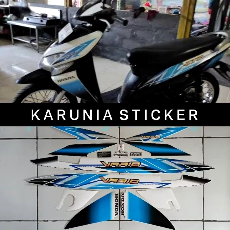 Striping lis sticker standar honda vario 110 karbu 2006 putih biru hitam stiker vario karbu 110 puti