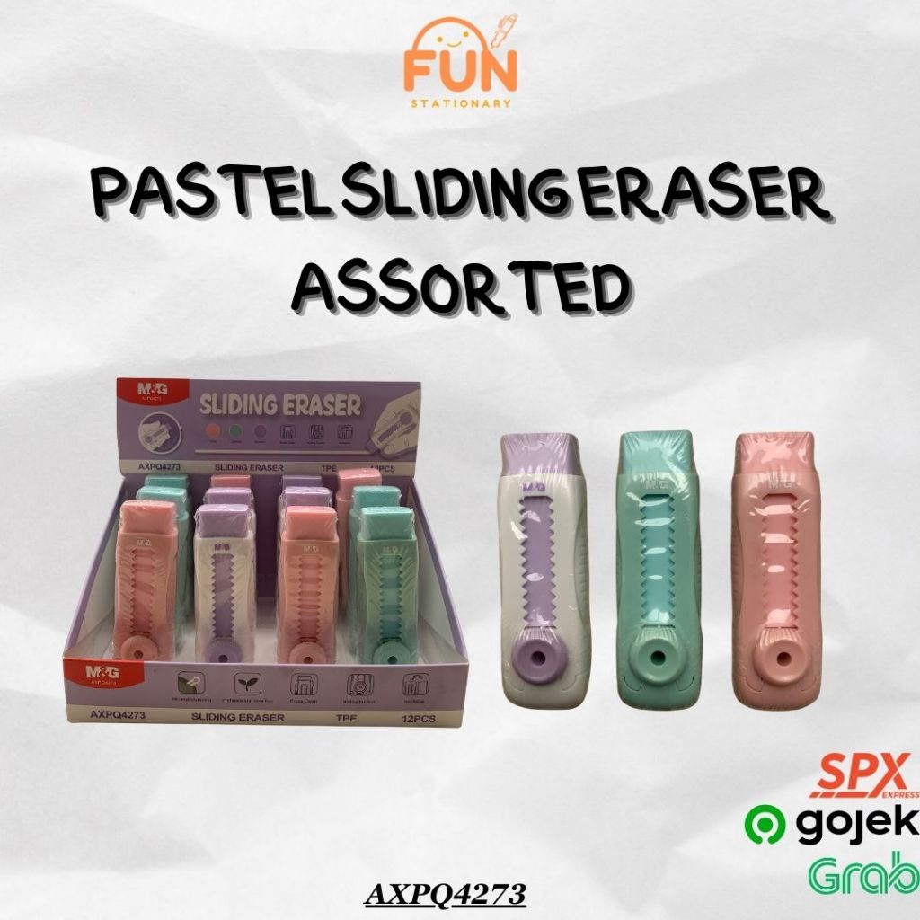 

PENGHAPUS LUCU MODEL SLIDING PENGHAPUS CUTTER M&G PASTEL SLIDING ERASER ASSORTED