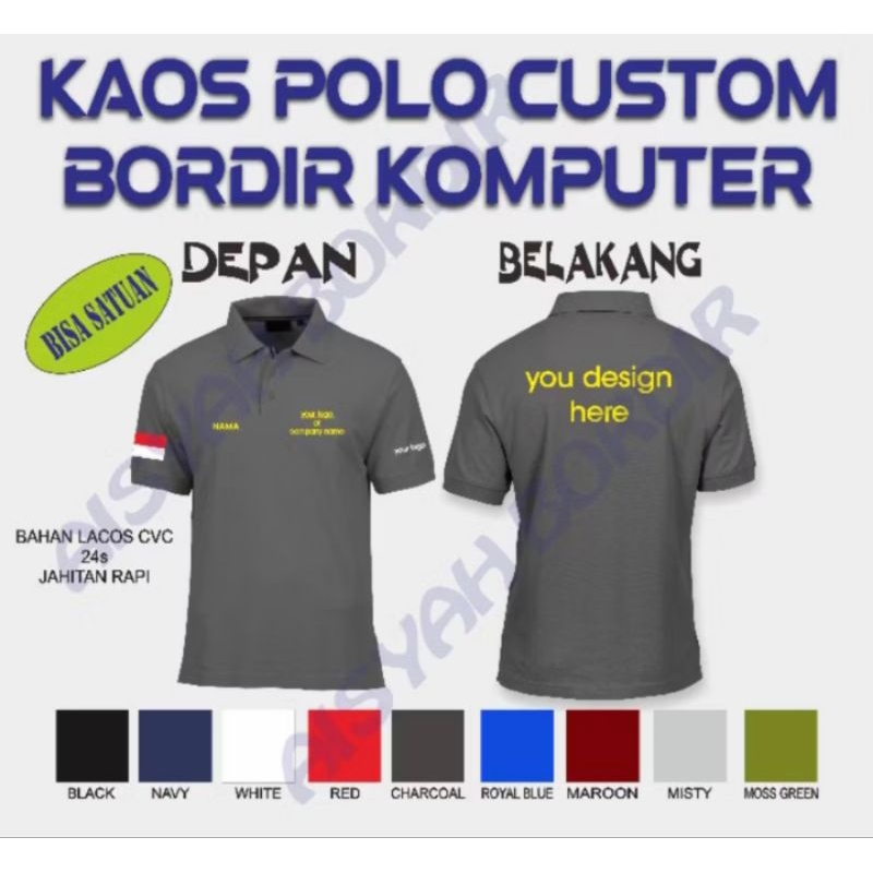 KAOS POLO CVC CUSTOM BORDIR KOMPUTER