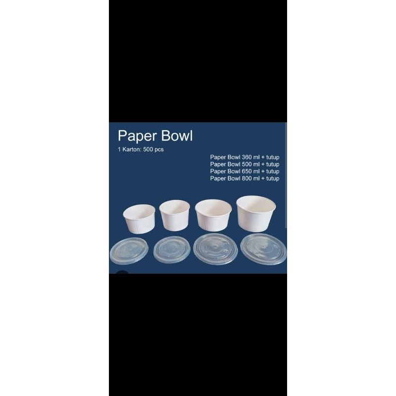 Rice bowl/mangkok kertas tahan panas isi 25 + tutup