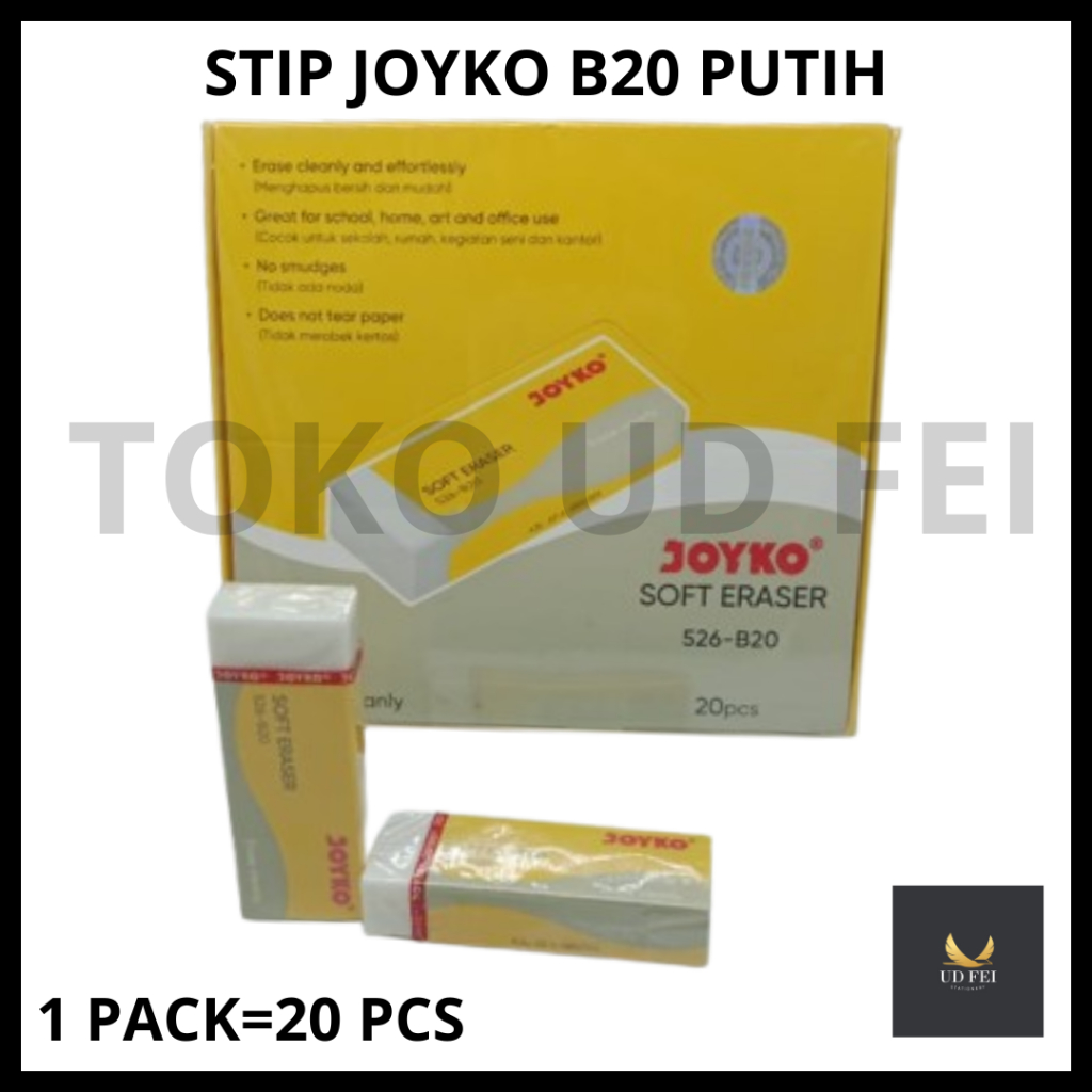 (1 PACK = 20 PCS) Penghapus Joyko Besar / Stip Joyko B20 / Penghapus Joyko