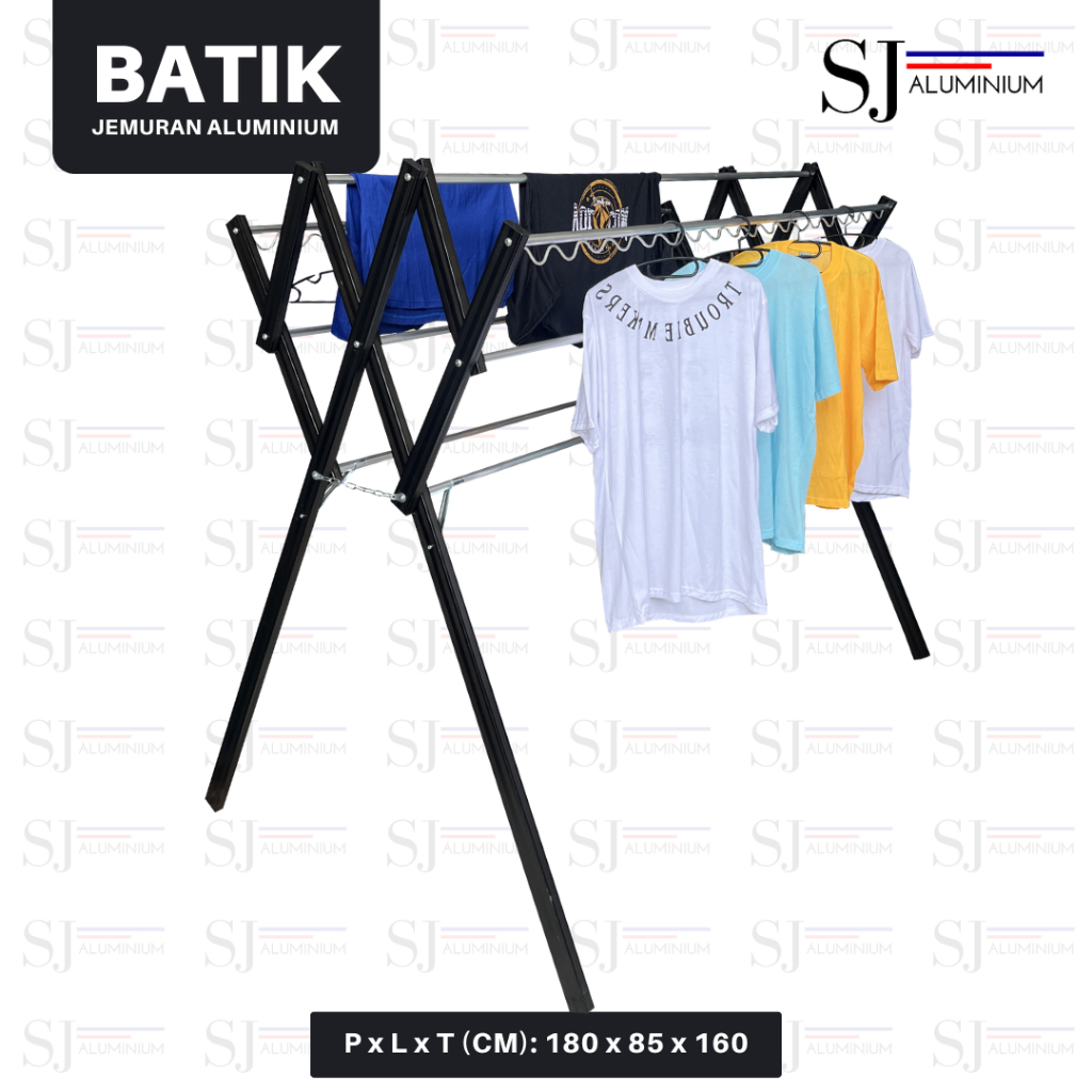 Jemuran BATIK - Jemuran Baju Aluminium - Jemuran Pakaian Aluminium - Jemuran Handuk Lipat - Jumbo 18